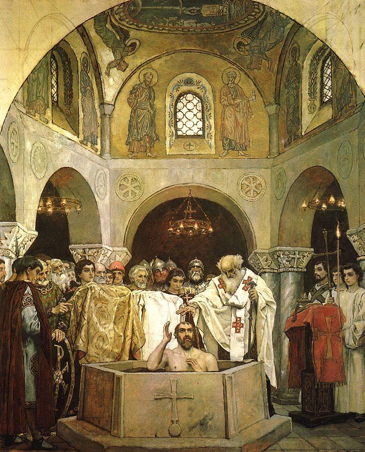 Illustration 1: Baptism of Russia, painted by Viktor Vasnetsov, 1890. Wikimedia Commons